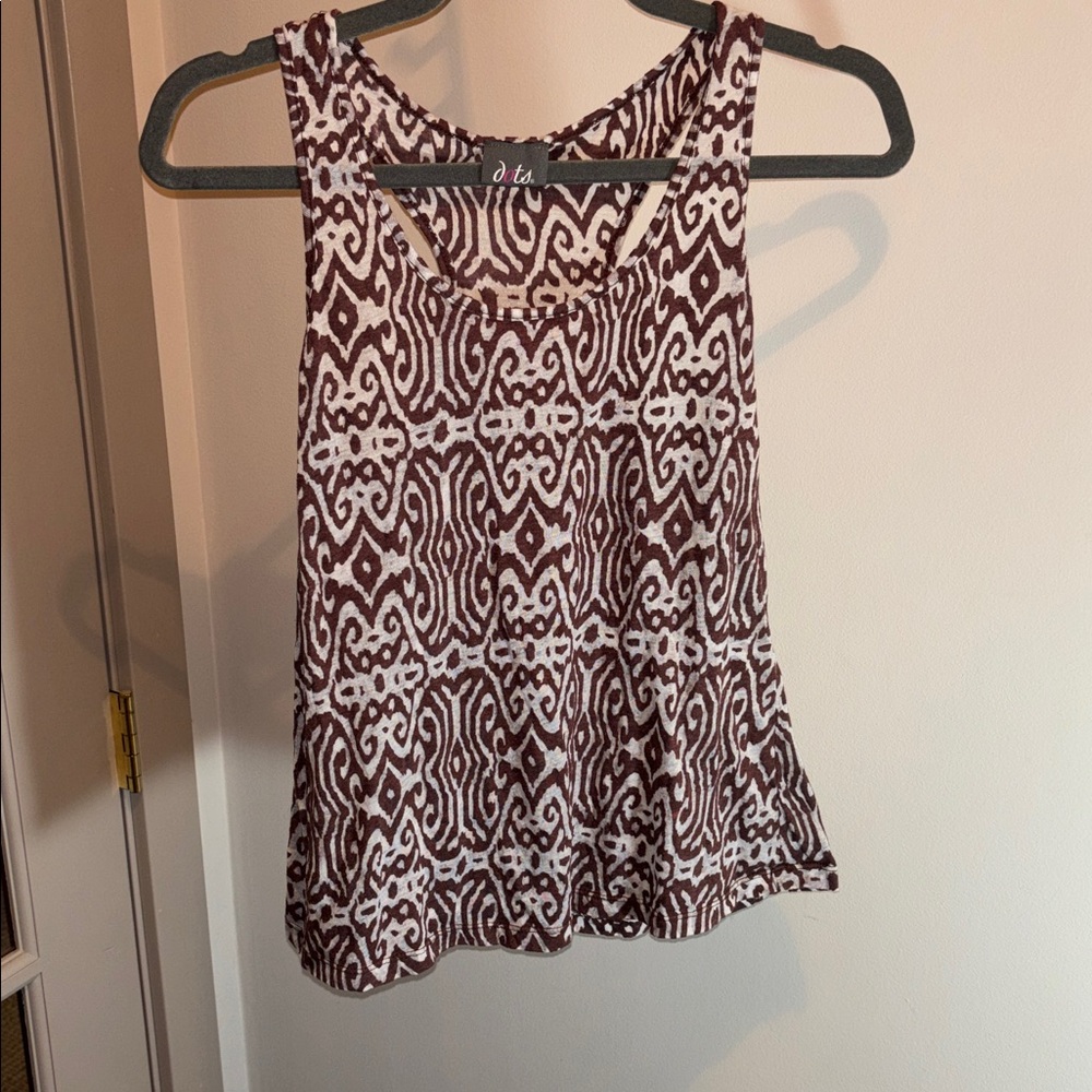Dots Brown and Cream Patterned Tank Top
